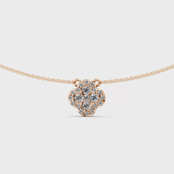 Pave Flower Pendant Ketting - 18K Goud - 0,45 ct