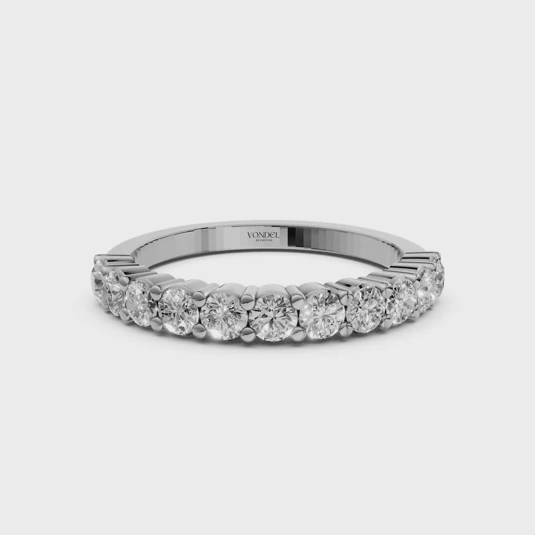 Diamanten Rijring half gezet gedeelde zetting - 18K Witgoud - 0.78 ct