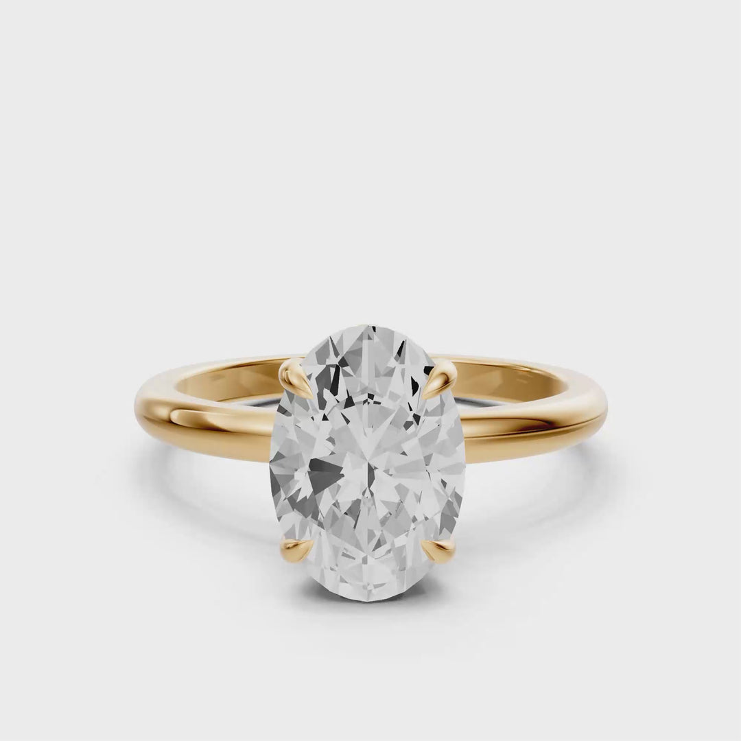 Lisa - Solitaire Oval Ring met Hidden Halo