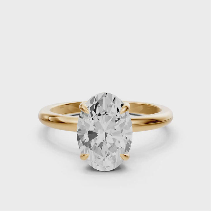Lisa - Solitaire Oval Ring met Hidden Halo