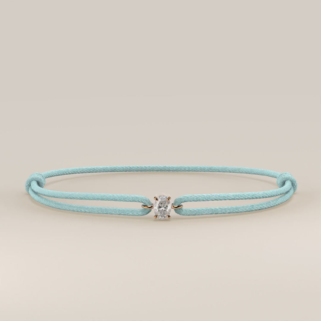 Nora - Oval Lab Grown Diamond Pendant Bracelet with Satin Cord