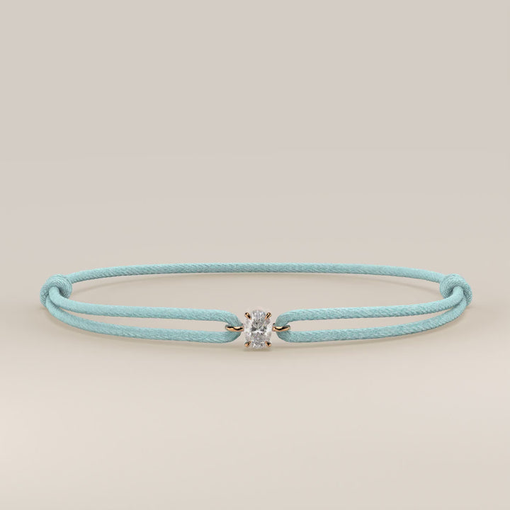 Nora - Oval Lab Grown Diamond Pendant Bracelet with Satin Cord