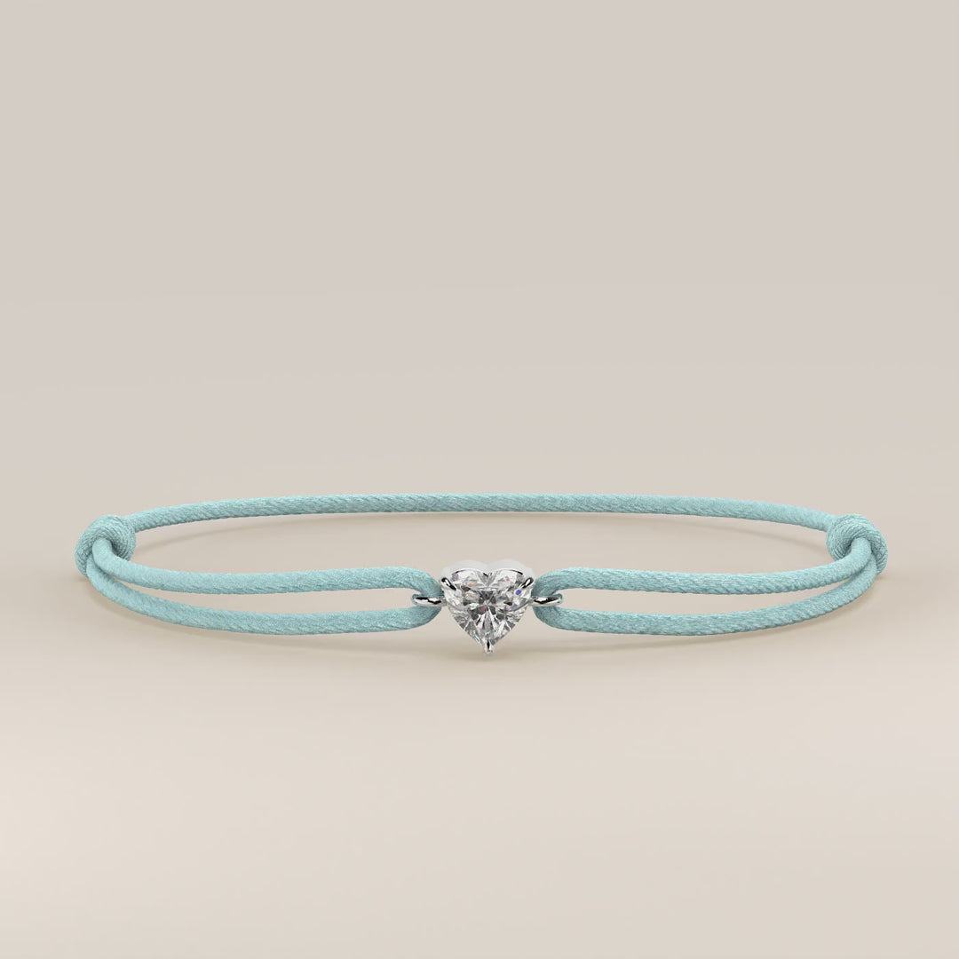 Nora - Heart Lab Grown Diamond Pendant Bracelet with Satin Cord - 0,25 ct