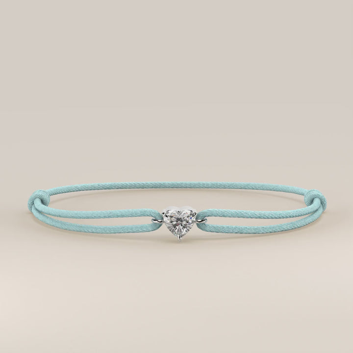 Nora - Heart Lab Grown Diamond Pendant Bracelet with Satin Cord - 0,25 ct