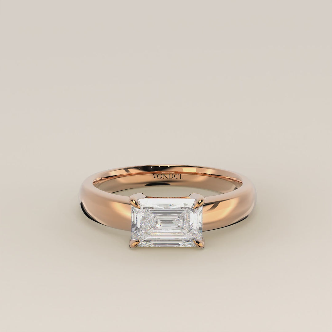 Joan - Emerald East to West Lab Grown Diamond Ring with Wide Band