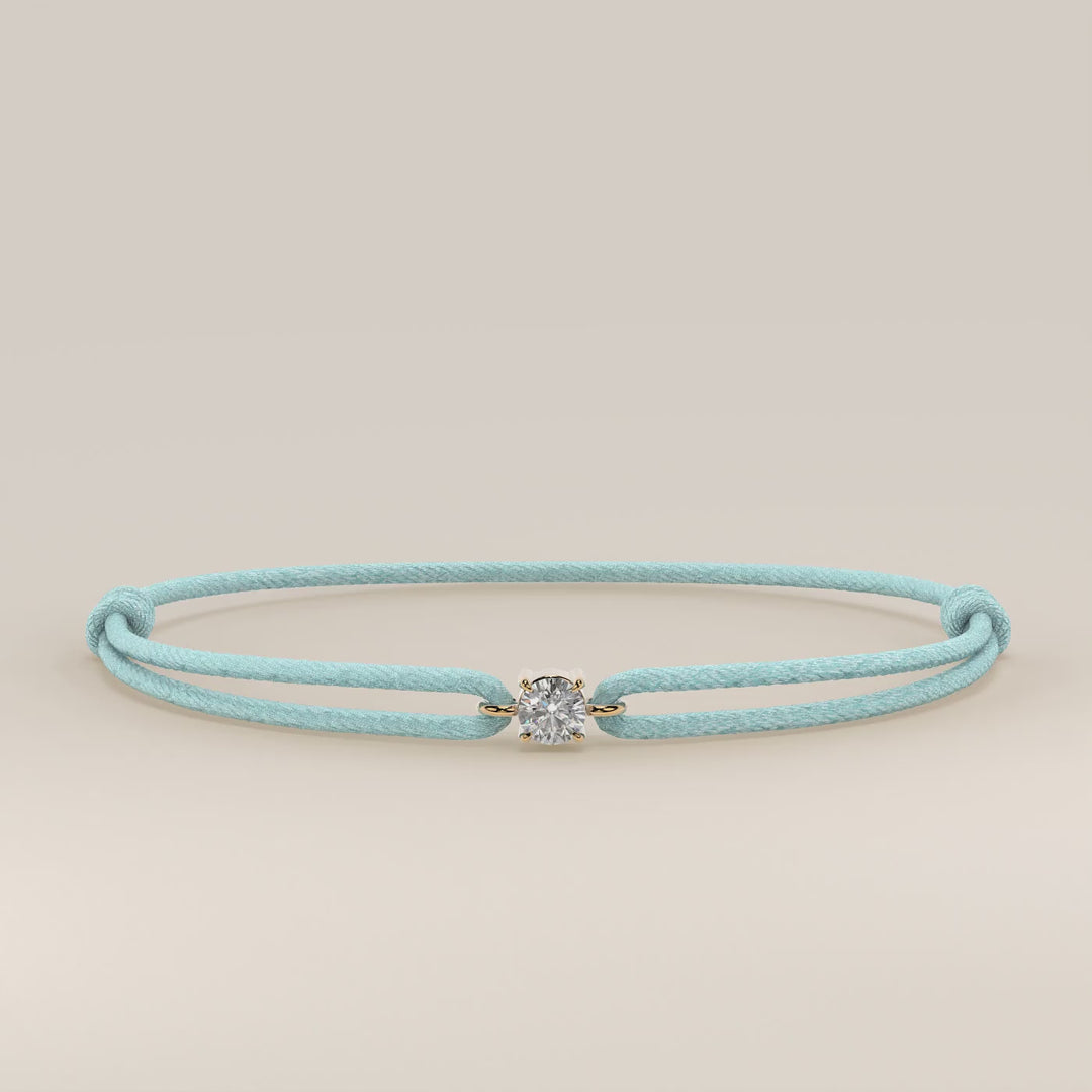 Nora - Round Lab Grown Diamond Pendant Bracelet with Satin Cord