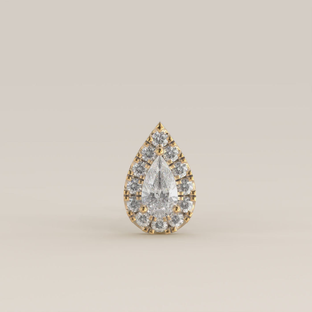 Halo Pear Lab Grown Diamond Piercing