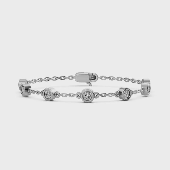 Fijne Armband met Diamantstations - 18k Geelgoud - 0,7 ct