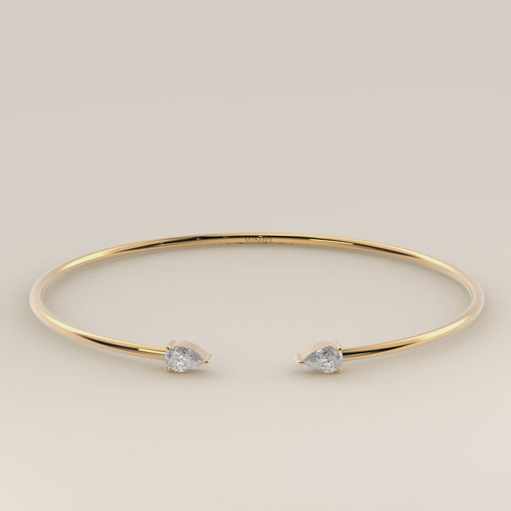 Dua - Open Bangle with Two Pear Lab Grown Diamonds