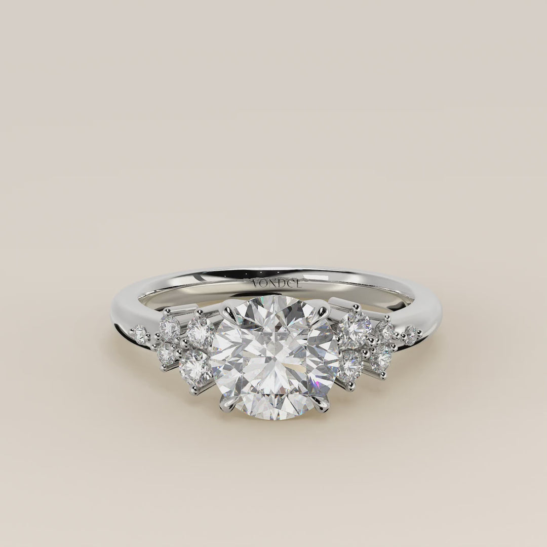 Verlovingsring rond lab grown diamant met hidden halo en lage zetting, witgoud