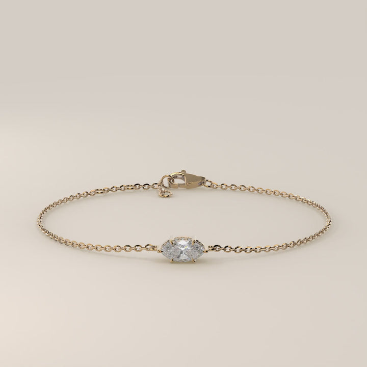 Gina - Marquise East West Lab Grown Diamond Chain Bracelet with Hidden Halo