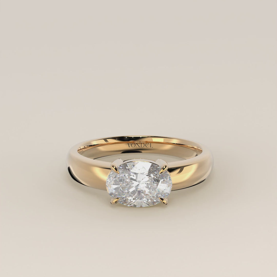 Joan - Oval East to West Lab Grown Diamond Ring with Wide Band