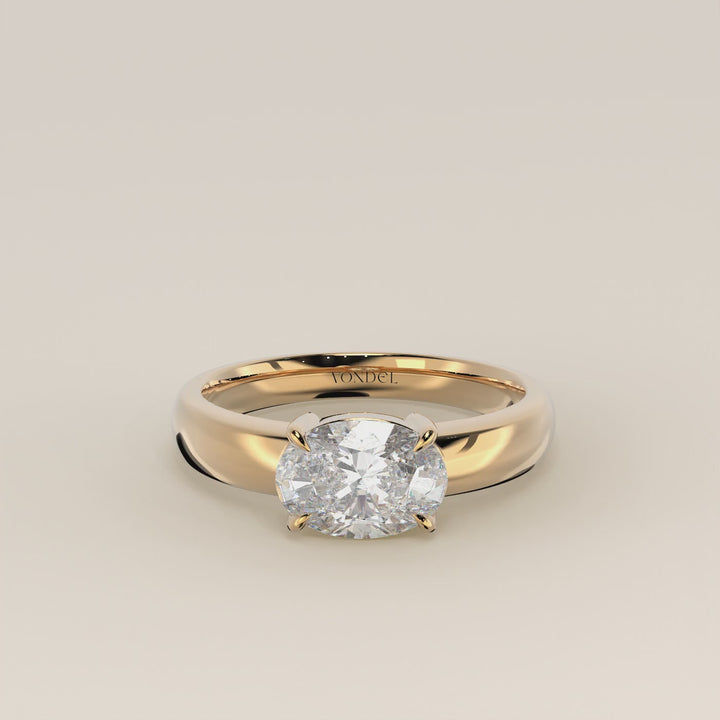 Joan - Oval East to West Lab Grown Diamond Ring with Wide Band
