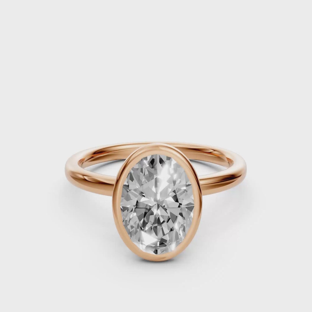 Oval Solitaire Ring met Bezelzetting