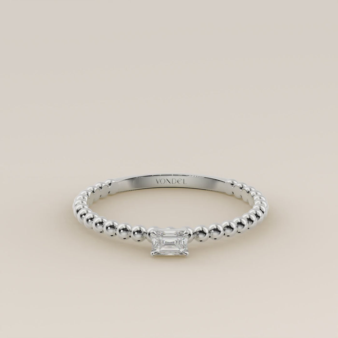 Lina - Emerald Lab Grown Diamond Ring with Round Dot Band