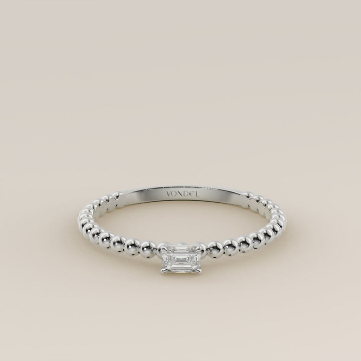Lina - Emerald Lab Grown Diamond Ring with Round Dot Band