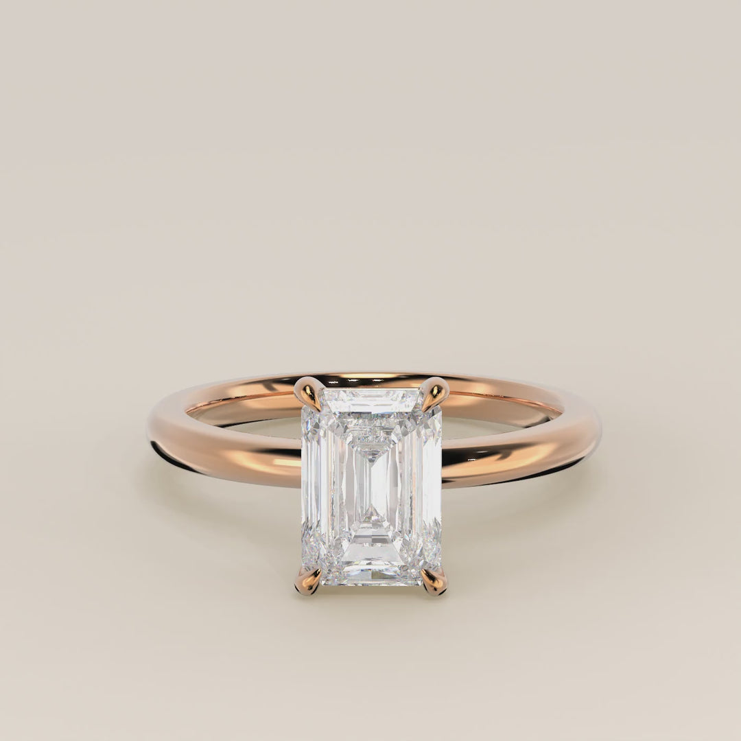 Verlovingsring emerald lab grown diamant, rosegoud