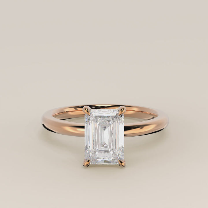 Verlovingsring emerald lab grown diamant, rosegoud