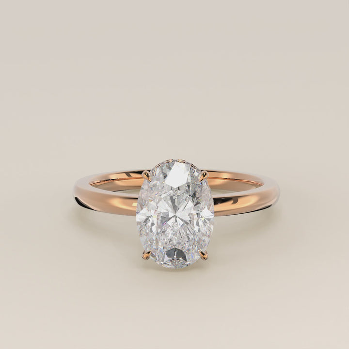 Lexi - Oval Lab Grown Diamond Ring Solitair with Wrap Around Halo