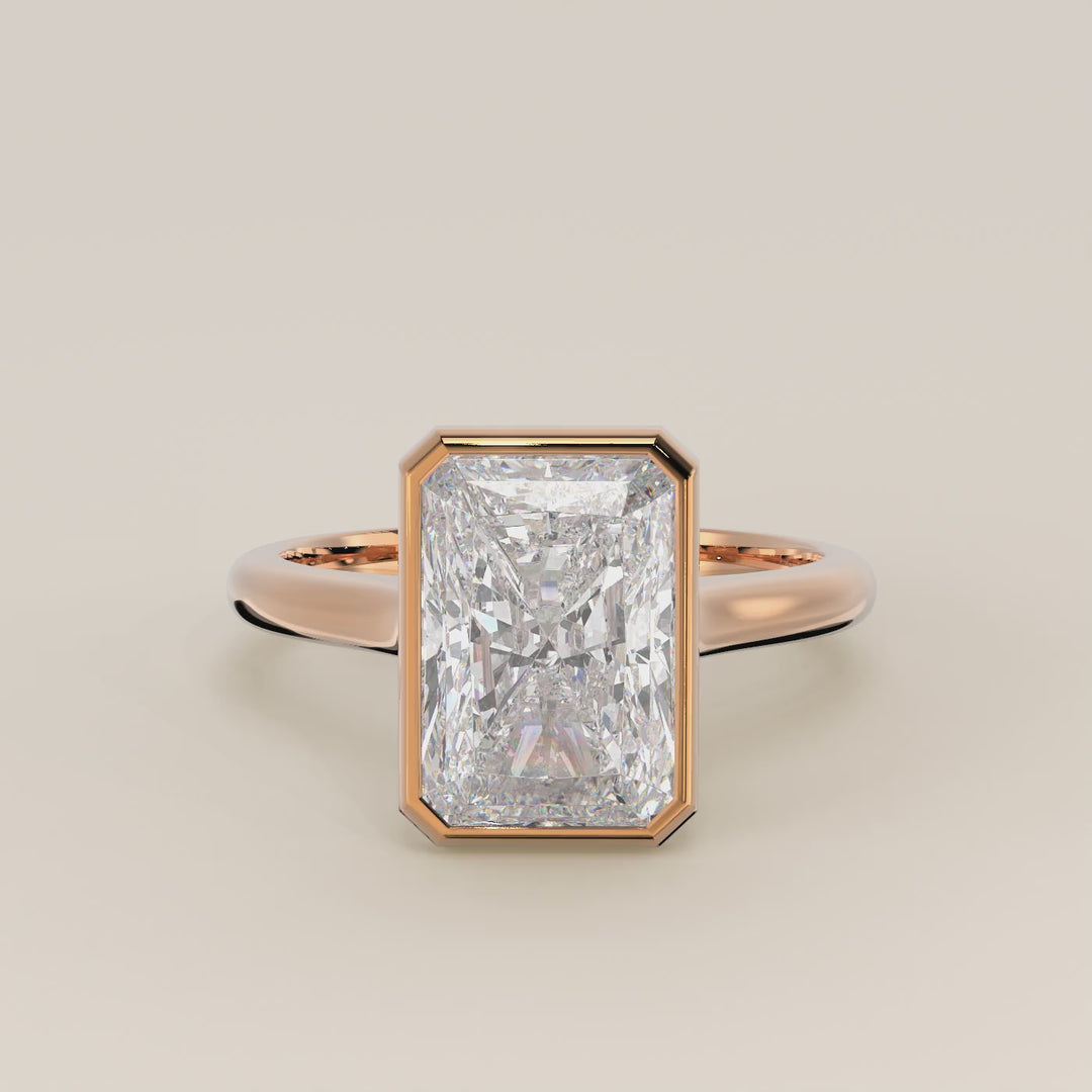 Mara - Radiant Lab Grown Diamond Ring Solitair with Bezel Setting and Cathedral Setting