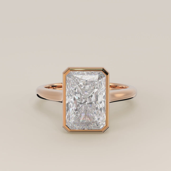 Mara - Radiant Lab Grown Diamond Ring Solitair with Bezel Setting and Cathedral Setting