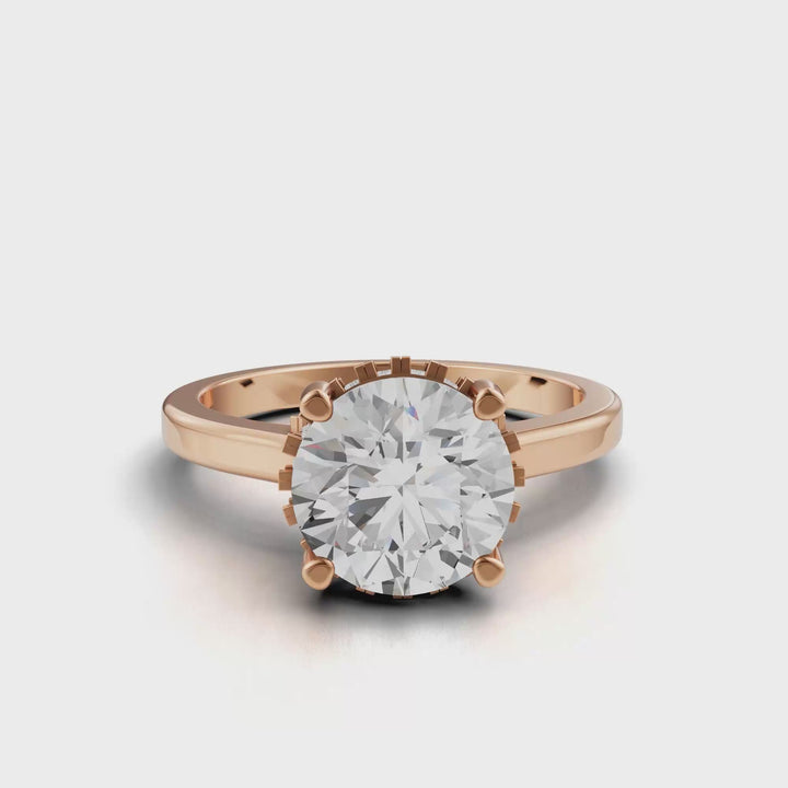 Solitair Hidden Halo Ring met Pave Brug - 18k Geelgoud - 2,23 ct