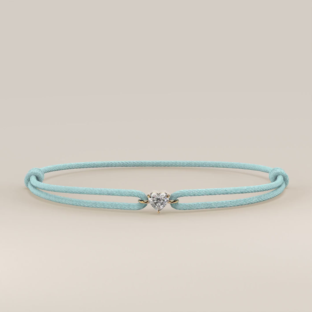 Nora - Heart Lab Grown Diamond Pendant Bracelet with Satin Cord - 0,25 ct