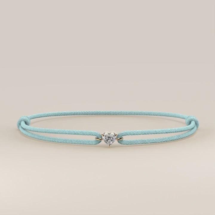 Nora - Heart Lab Grown Diamond Pendant Bracelet with Satin Cord - 0,25 ct
