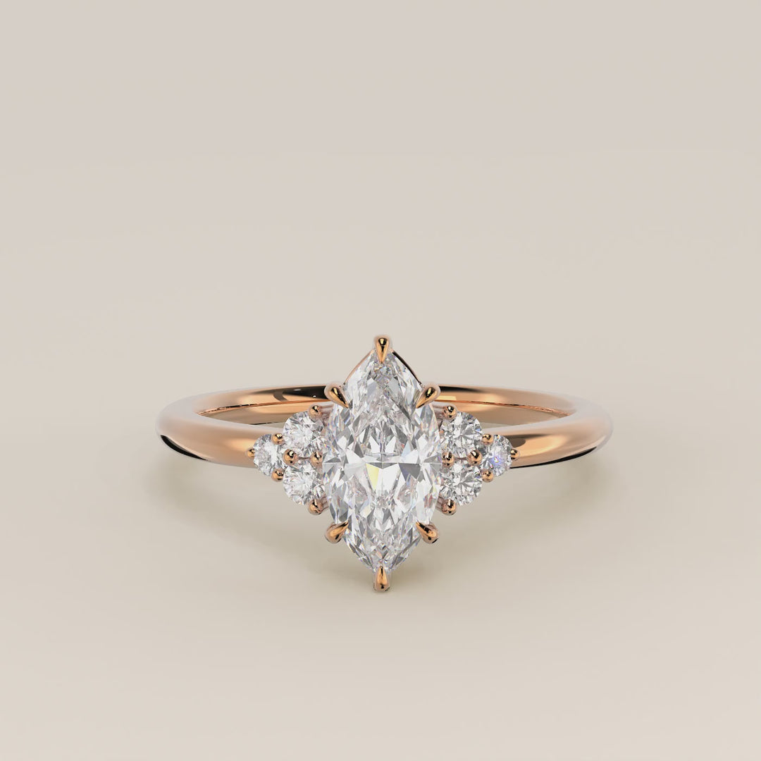 Cindy - Marquise Trilogy Cluster Lab Grown Diamond Ring with Low Setting
