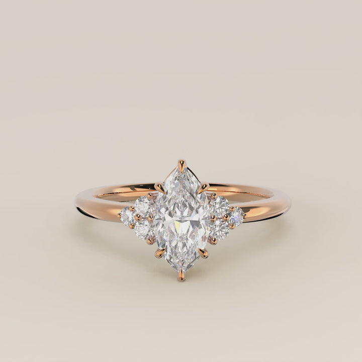 Cindy - Marquise Trilogy Cluster Lab Grown Diamond Ring with Low Setting