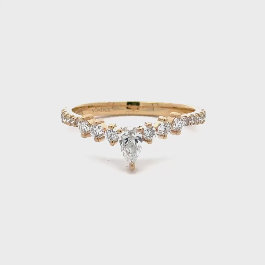 Gebogen Rijring met Peer en ronde briljanten - 18K Geelgoud - 0,58 ct