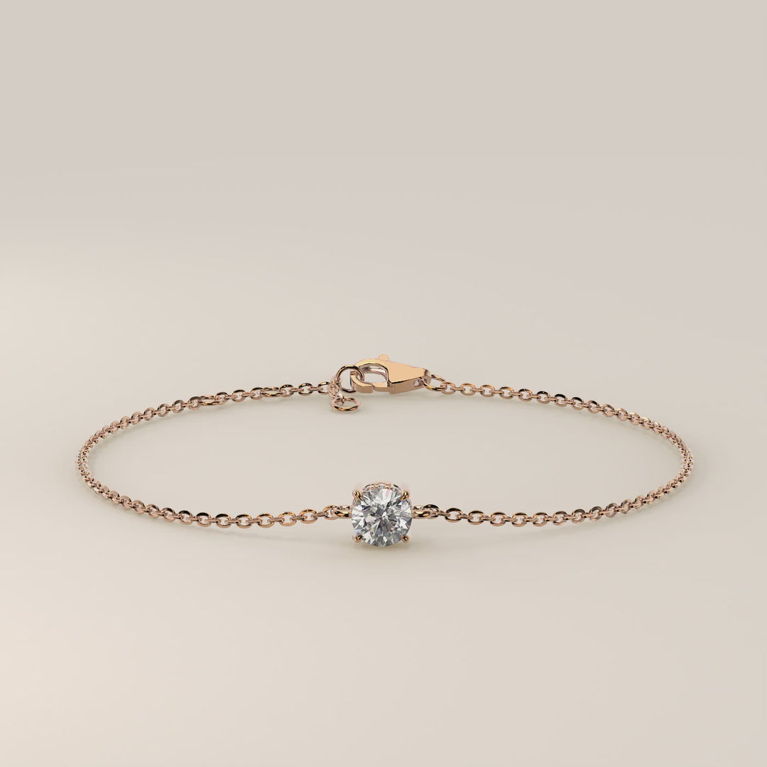 Gina - Round Lab Grown Diamond Chain Bracelet with Hidden Halo