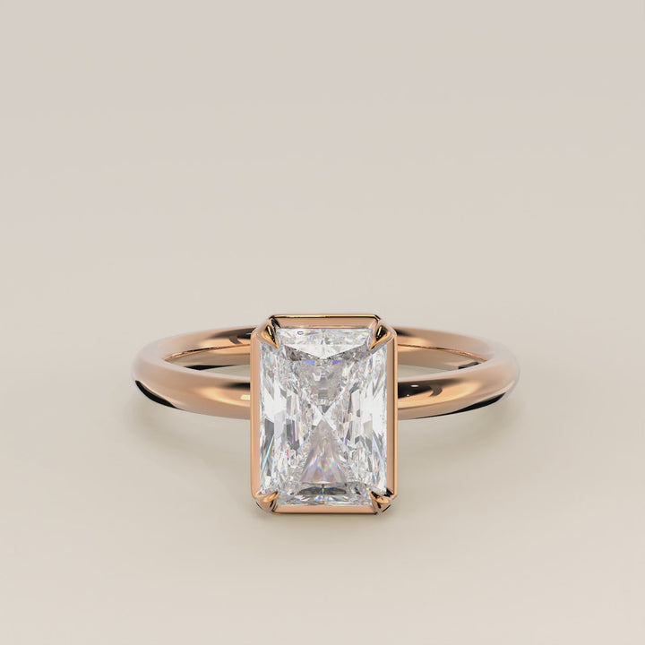 Belle - Radiant Lab Grown Diamond Ring Solitair with Faux Bezel Setting