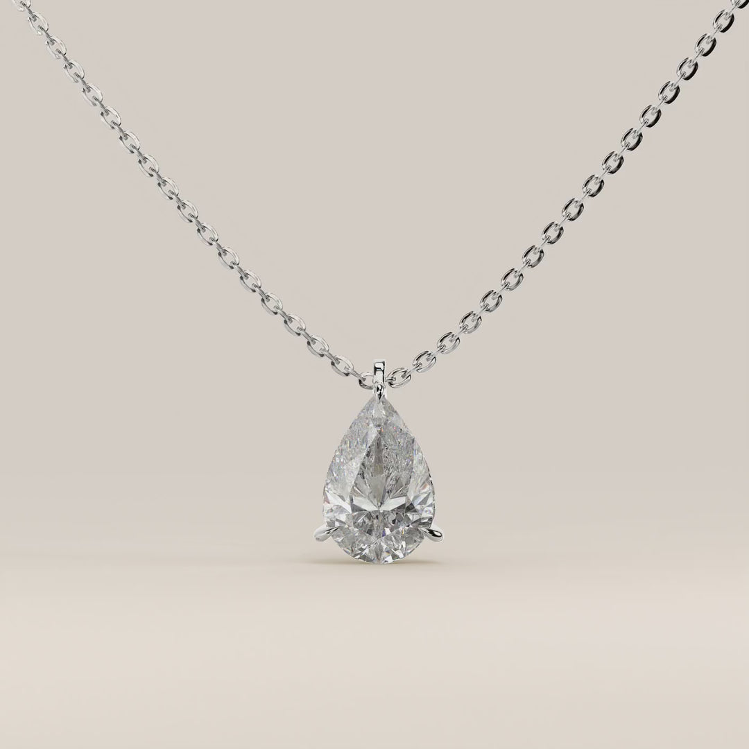 Sophie - Pear Lab Grown Diamond Necklace with Double Hidden Halo