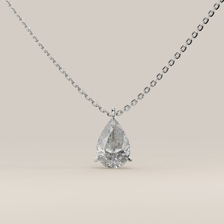 Sophie - Pear Lab Grown Diamond Necklace with Double Hidden Halo