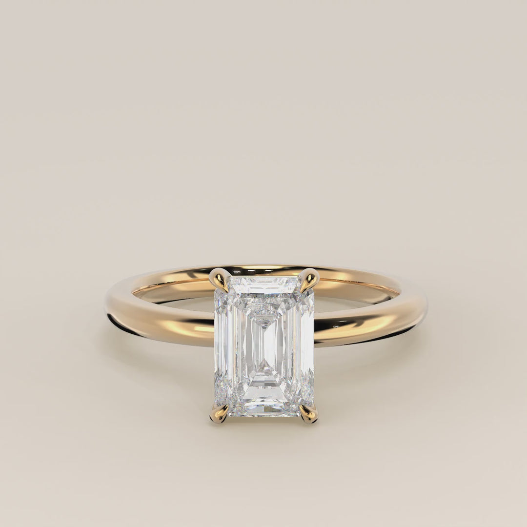 Verlovingsring emerald lab grown diamant, geelgoud