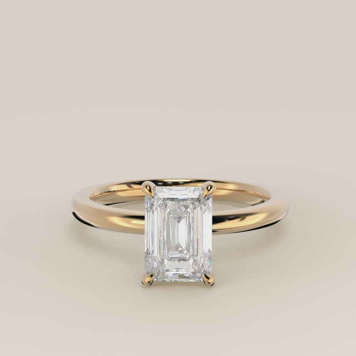 Verlovingsring emerald lab grown diamant, geelgoud