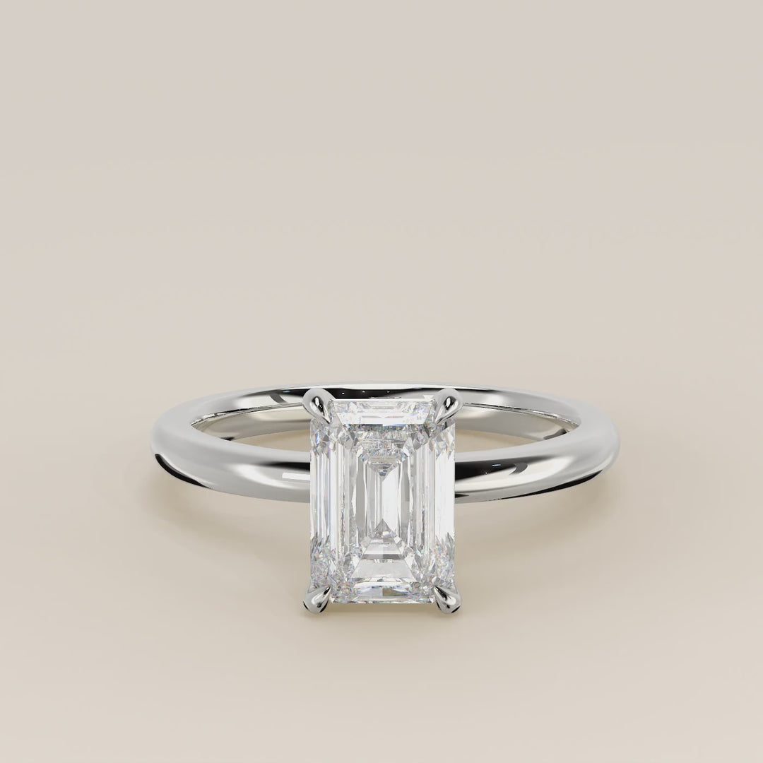 Verlovingsring emerald lab grown diamant, witgoud