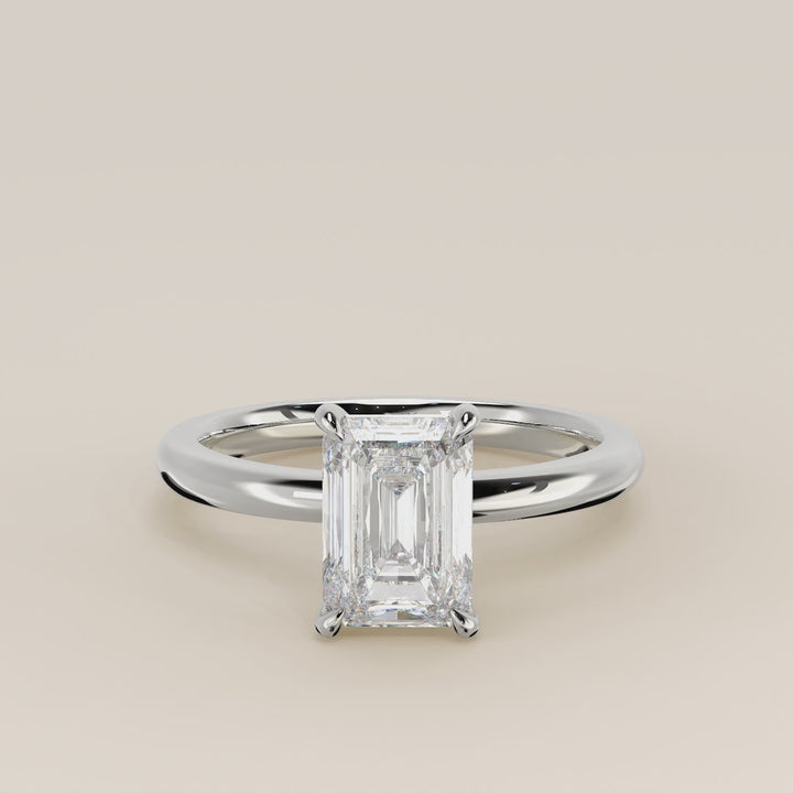 Verlovingsring emerald lab grown diamant, witgoud