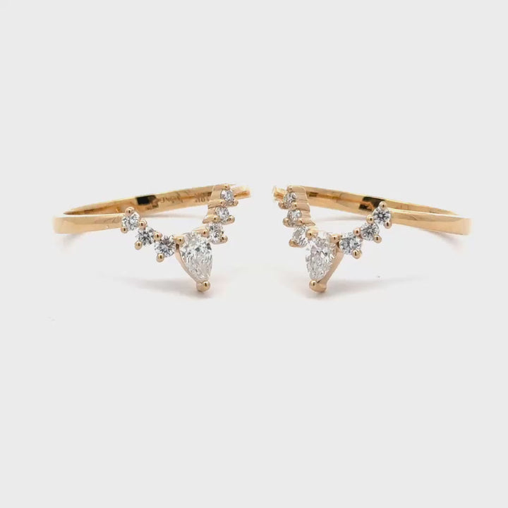 Aanschuifringen Set met Peer en Ronde Briljanten - 18K Geelgoud - 0,66 ct