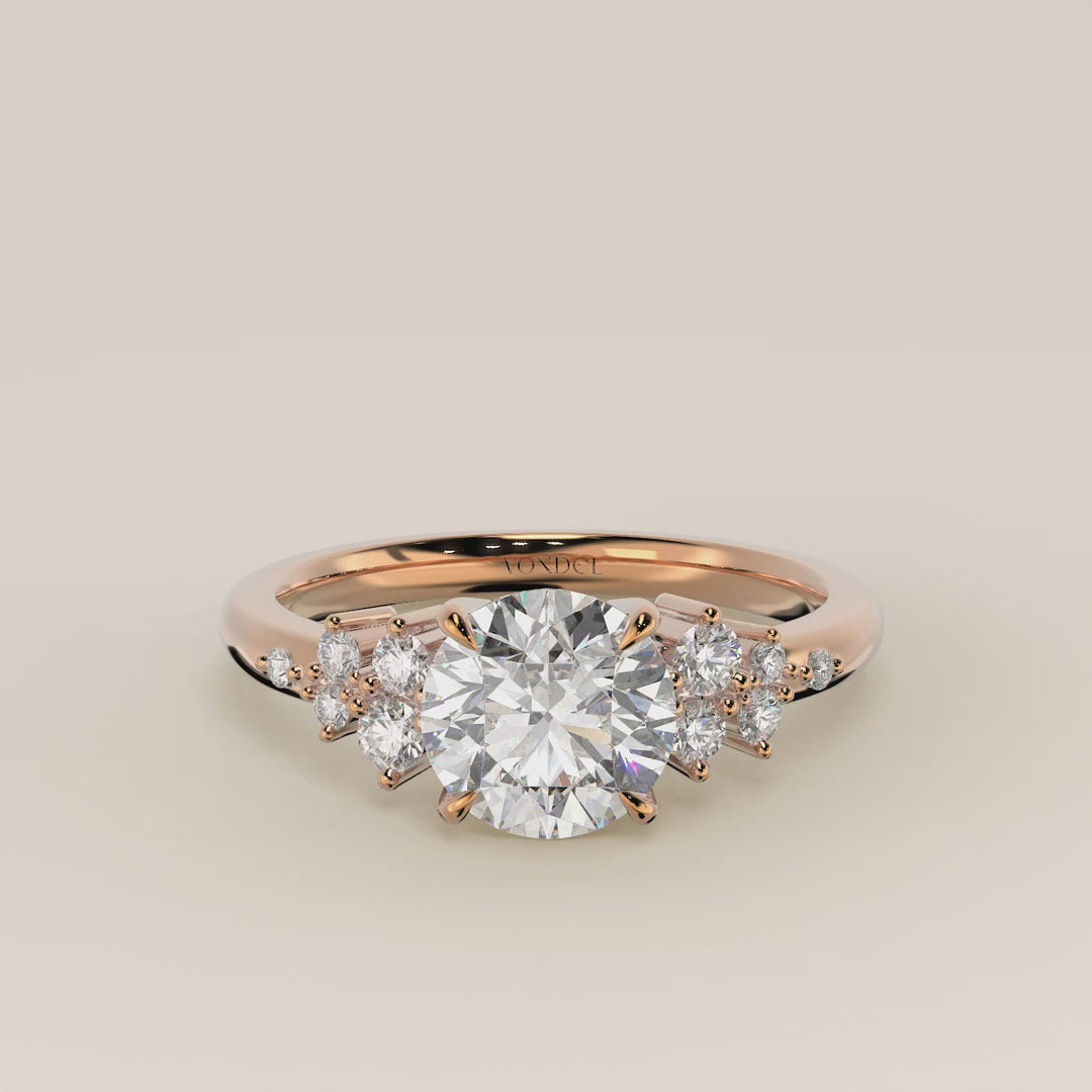 Verlovingsring rond lab grown diamant met hidden halo en lage zetting, rosegoud