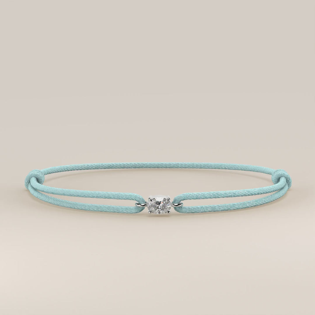 Nora - Oval East to West Lab Grown Diamond Pendant Bracelet with Satin Cord