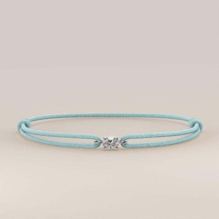 Nora - Oval East to West Lab Grown Diamond Pendant Bracelet with Satin Cord