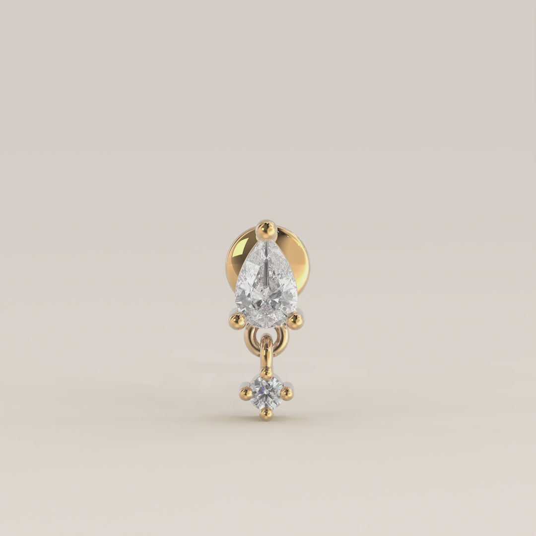 Cascade Pear Round Pendant Small Lab Grown Diamond Piercing
