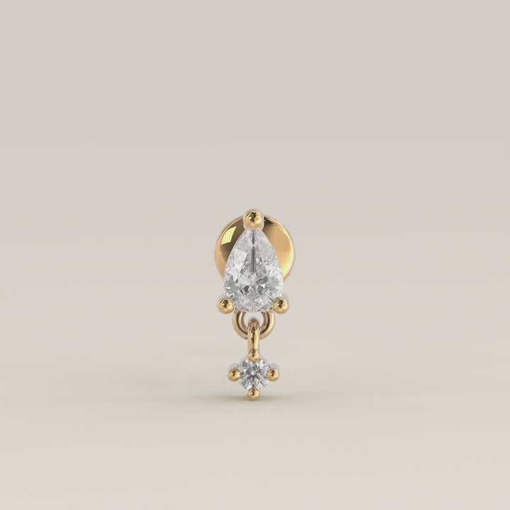Cascade Pear Round Pendant Small Lab Grown Diamond Piercing