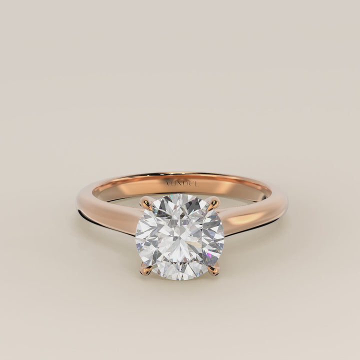 Verlovingsring rond lab grown diamant met cathedral setting, rosegoud