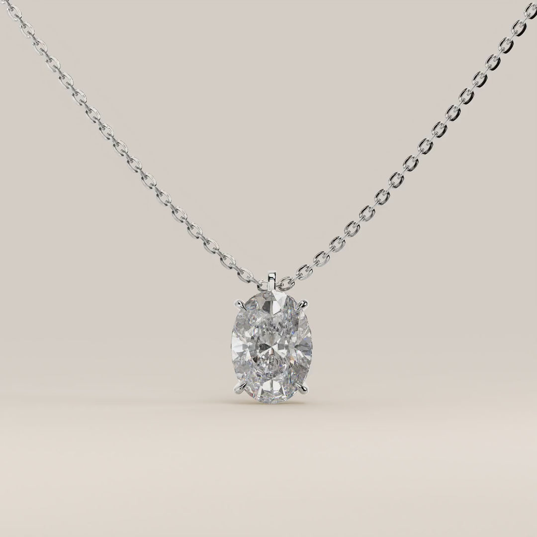 Sophie - Oval Lab Grown Diamond Necklace with Double Hidden Halo