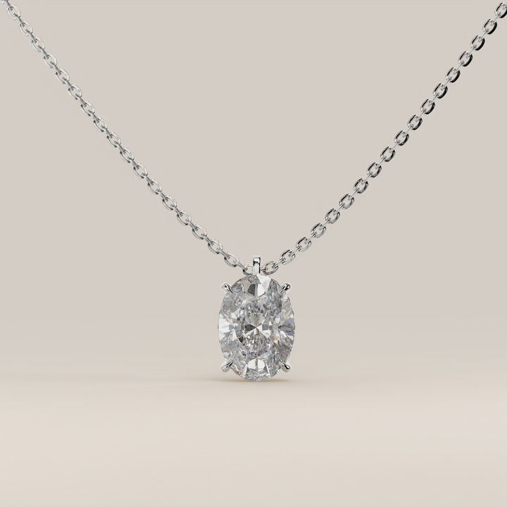 Sophie - Oval Lab Grown Diamond Necklace with Double Hidden Halo