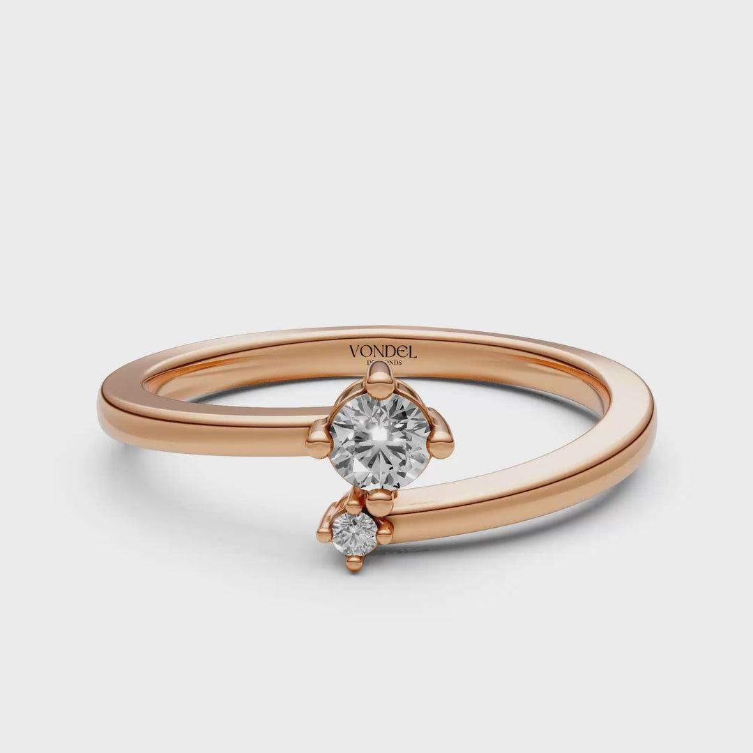 Pinkring Wrap 2 Diamanten - 18K Goud - 0,1 ct