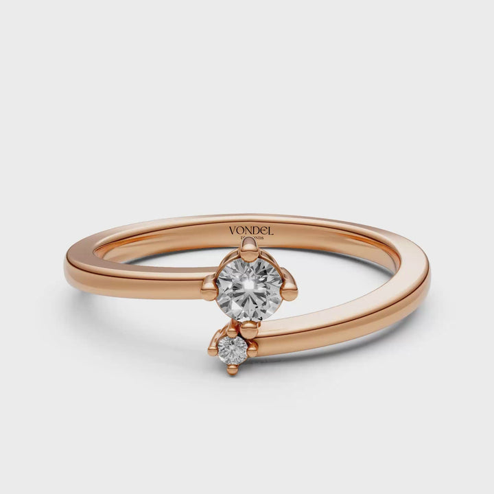 Pinkring Wrap 2 Diamanten - 18K Goud - 0,1 ct
